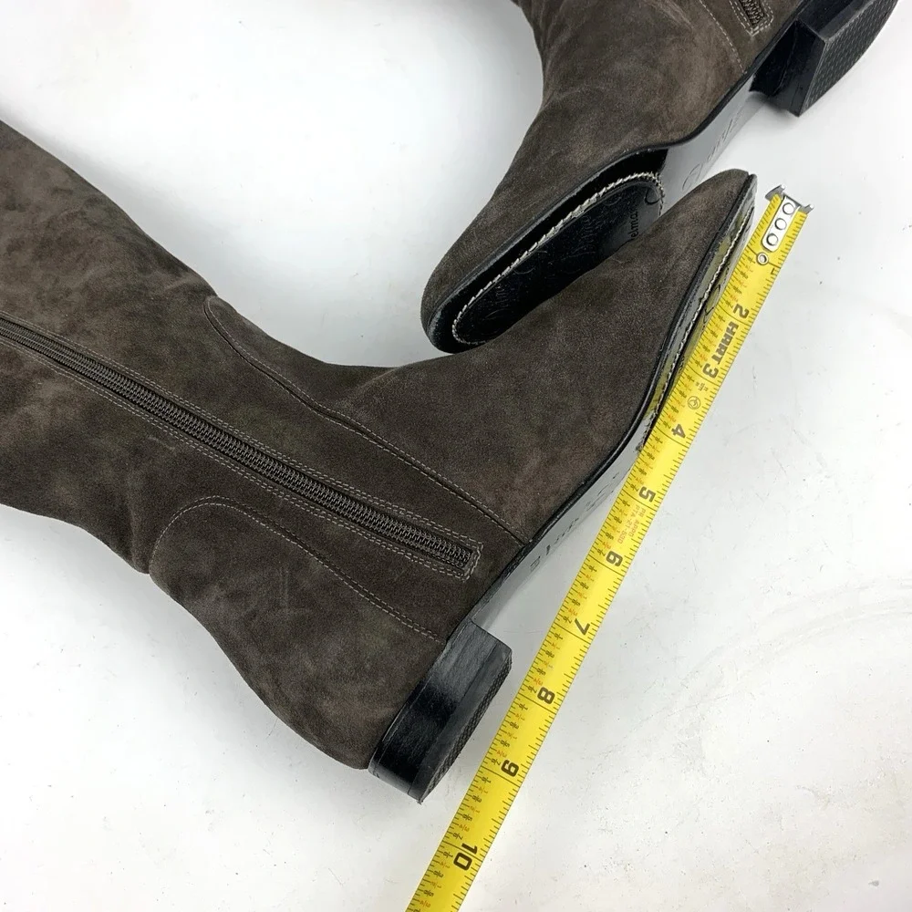 Delman Knee high Tall Riding Women's Boots Brwon Suede Made in ITALY - Size 7.5